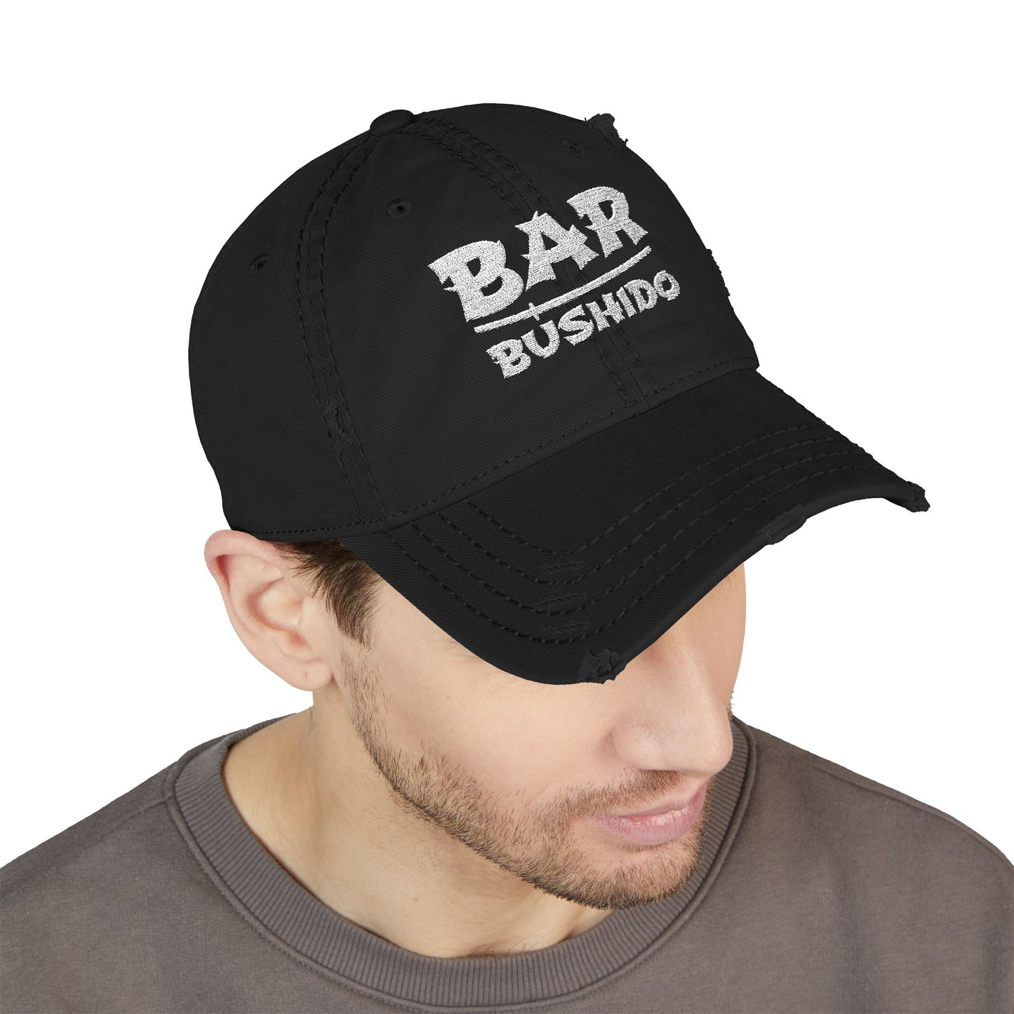 Bar Bushido Distressed Dad Hat (Embroidery) - Words Logo
