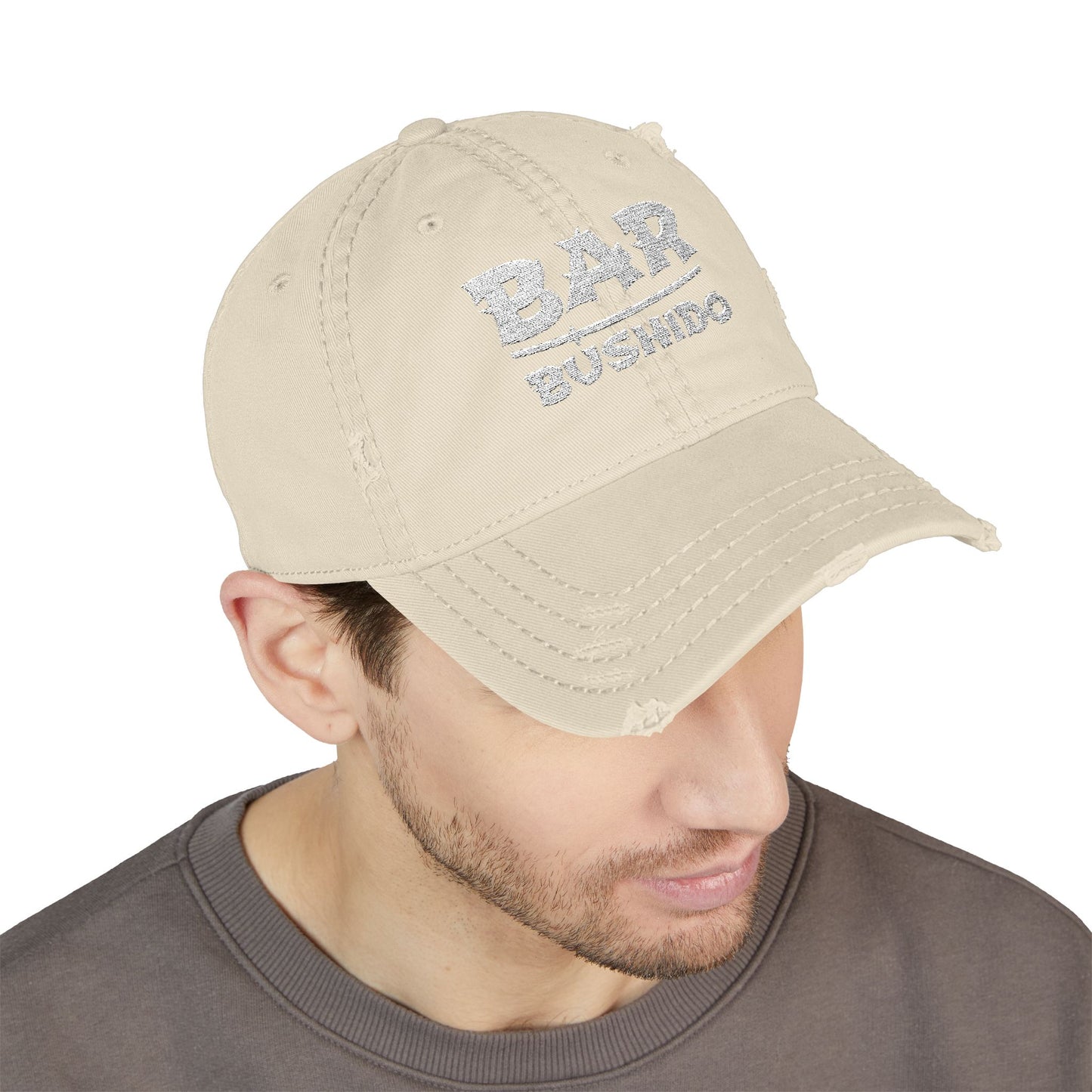 Bar Bushido Distressed Dad Hat (Embroidery) - Words Logo