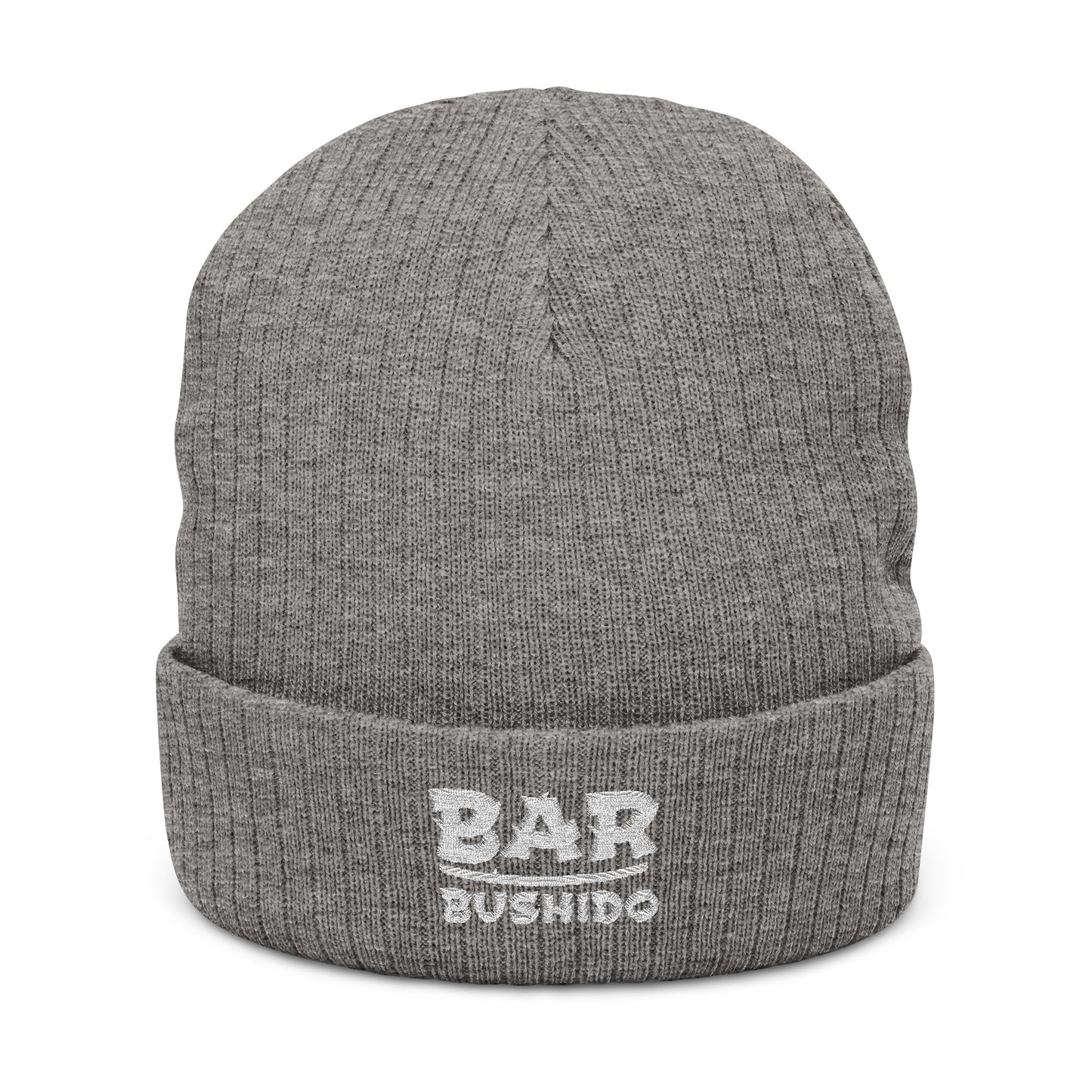 Bar Bushido Ribbed Knit Beanie - Embroidery Word Logo