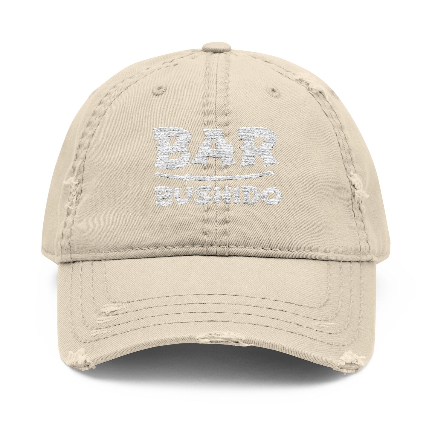 Bar Bushido Distressed Dad Hat (Embroidery) - Words Logo