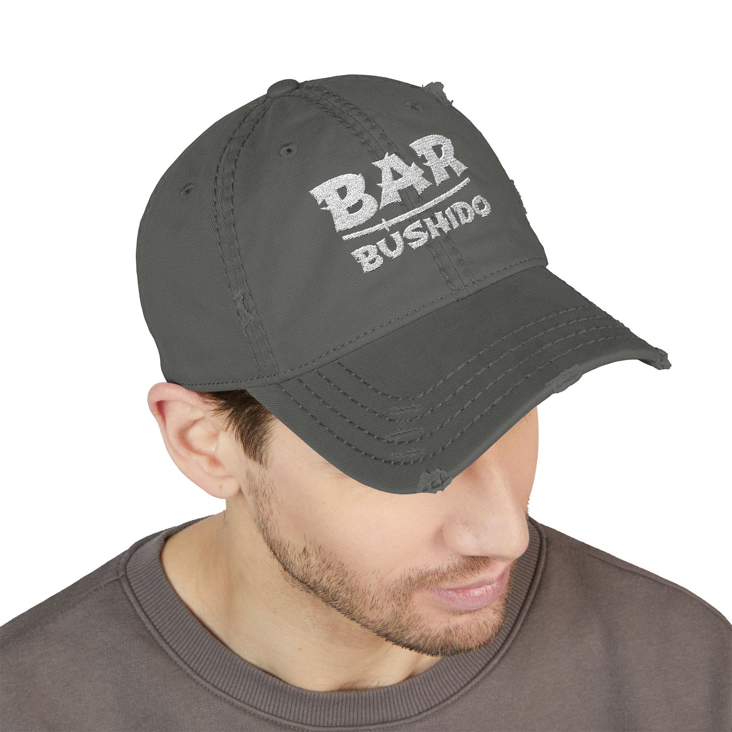 Bar Bushido Distressed Dad Hat (Embroidery) - Words Logo