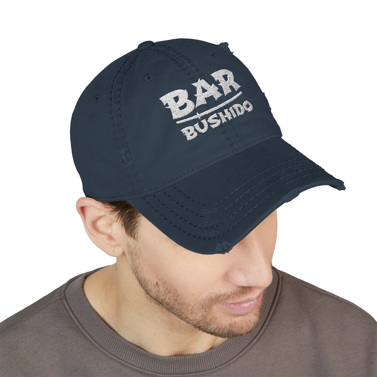 Bar Bushido Distressed Dad Hat (Embroidery) - Words Logo